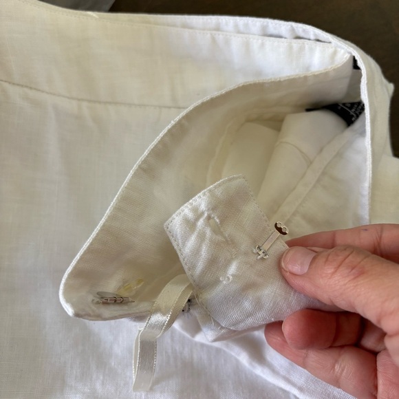 Lagenlook Linen White Trousers Pants Cropped Wide Leg Straight Womens 8 Coastal - Picture 6 of 11